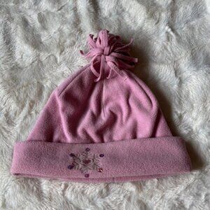 2/$20 Girls Dusty Rose Hat with Pompom and Sequins